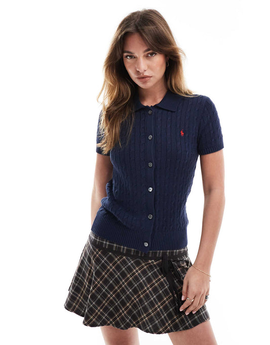 Short Sleeve Collared Cardigan