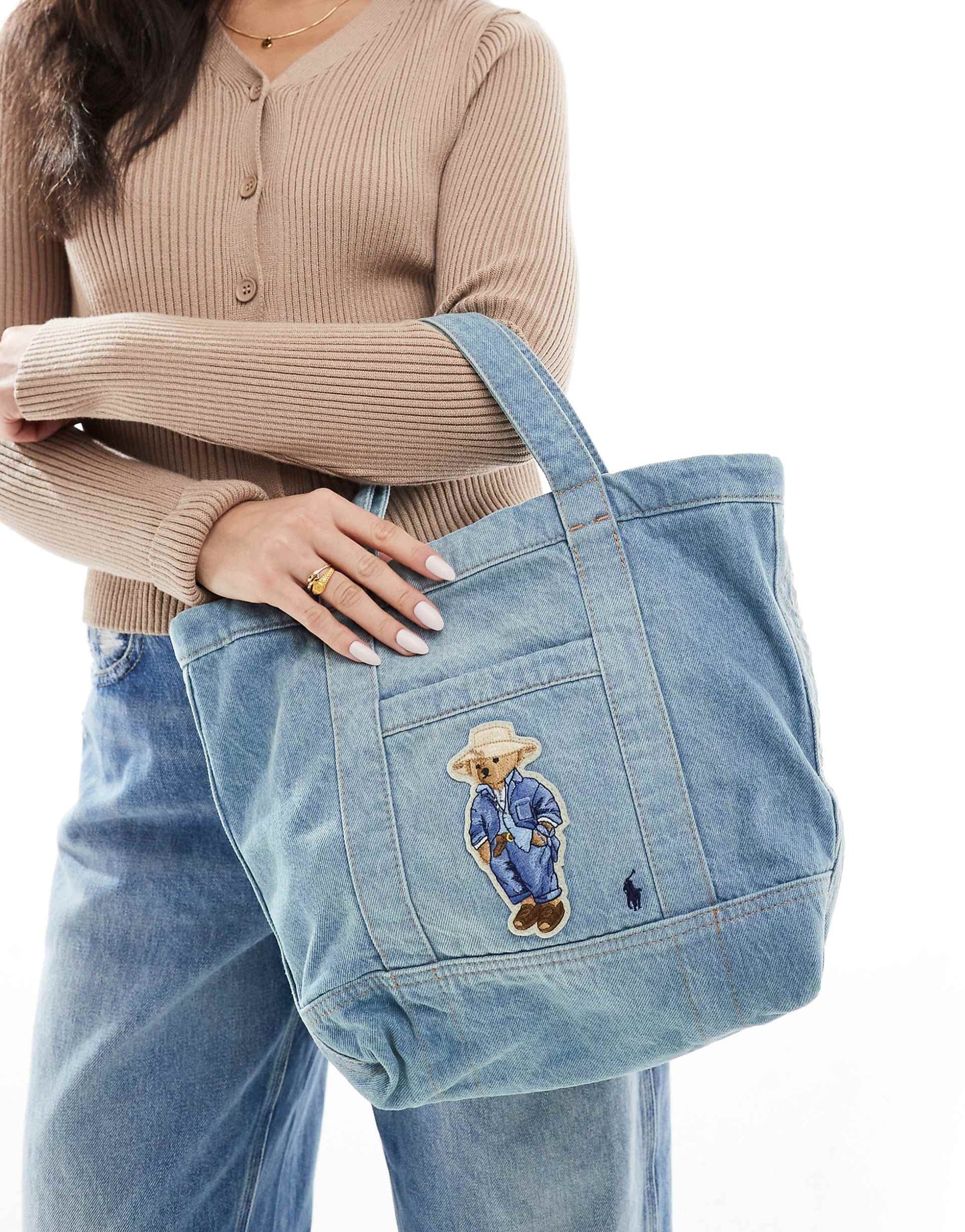 Polo Lauren Bear Denim Tote Bag