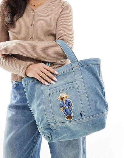 Polo Lauren Bear Denim Tote Bag