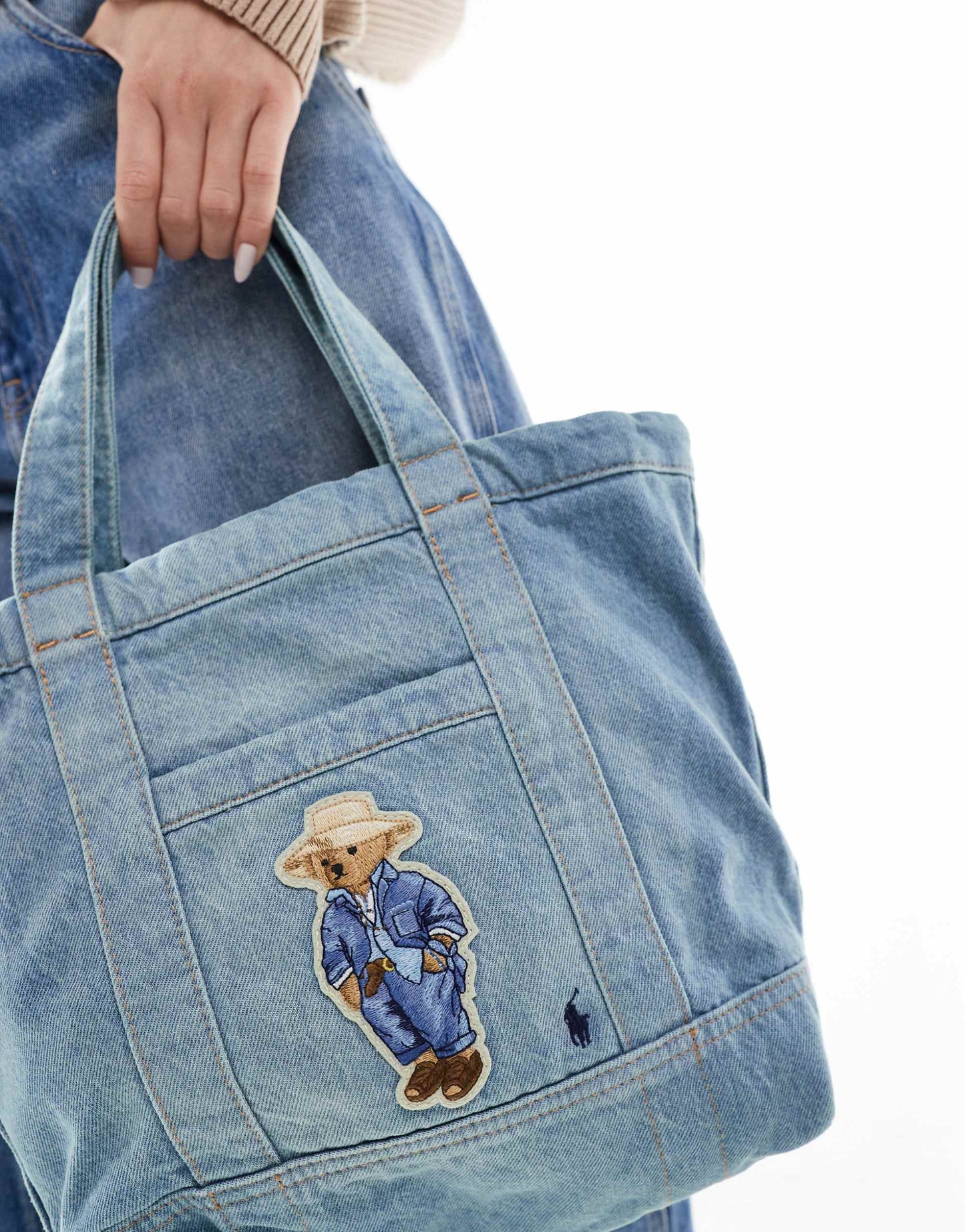 Polo Lauren Bear Denim Tote Bag