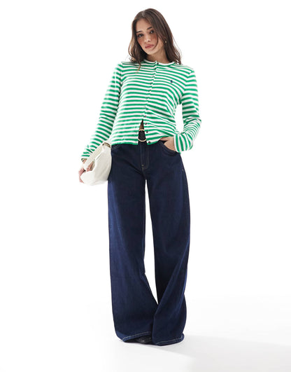 Jersey Long Sleeve Striped Cardigan