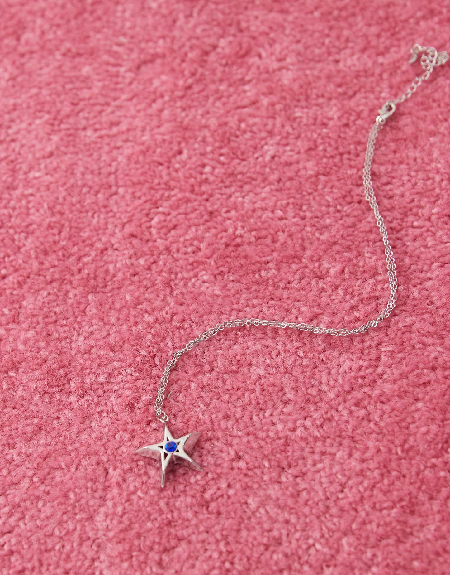 Lissie Star Necklace With Blue Cubic Zirconia Stone