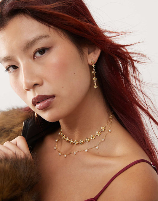 Daisy Molecule Long Flower Earrings