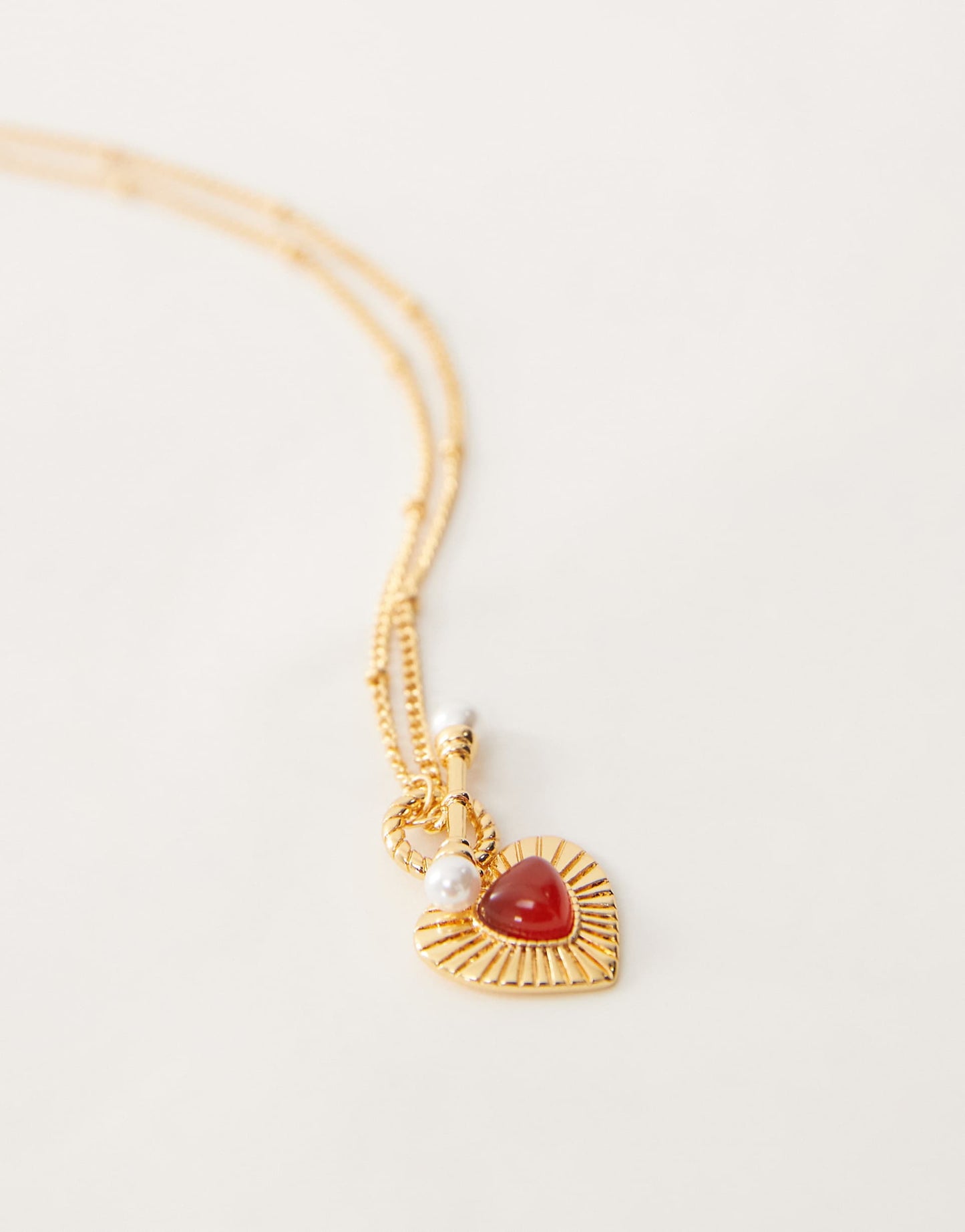 Helena Carnelian Stone Heart Necklace With Shell Pearl