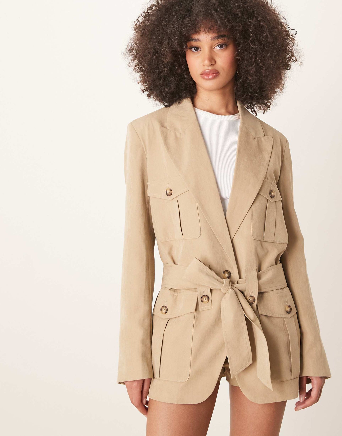 Faux Suede Utility Blazer Co-Ord