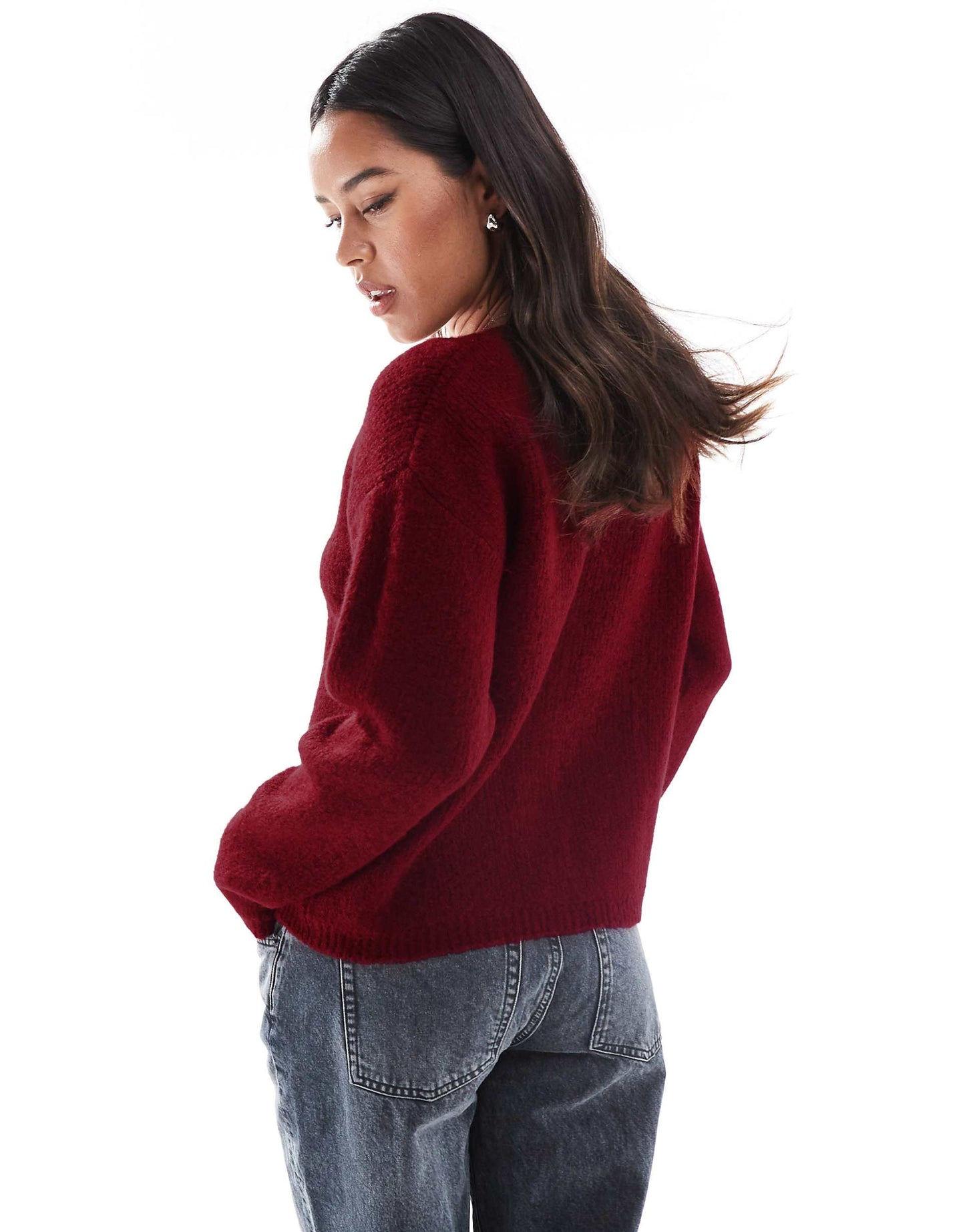 Fluffy Knit Crew Neck Cardigan