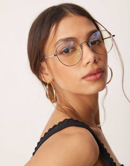 Round Metal Clear Lens Glasses