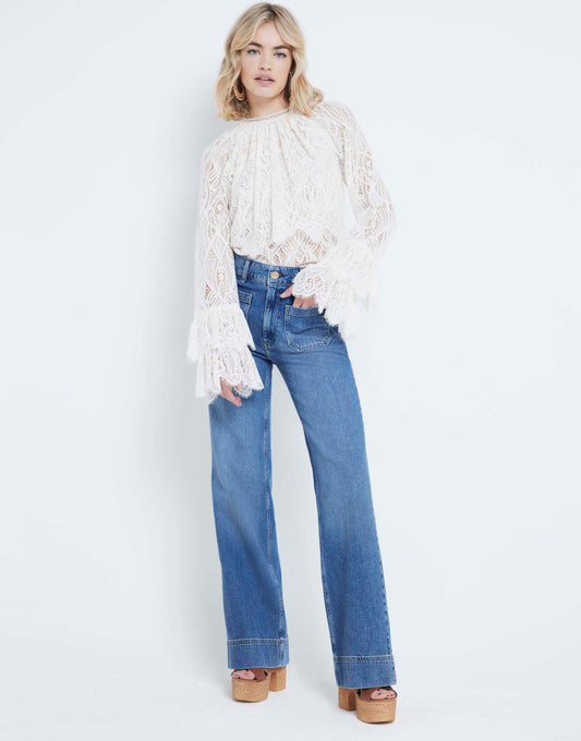 High Waisted Pocket Wide Leg Jeans