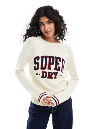 Slouchy Knitted Graphic Crew Jumper