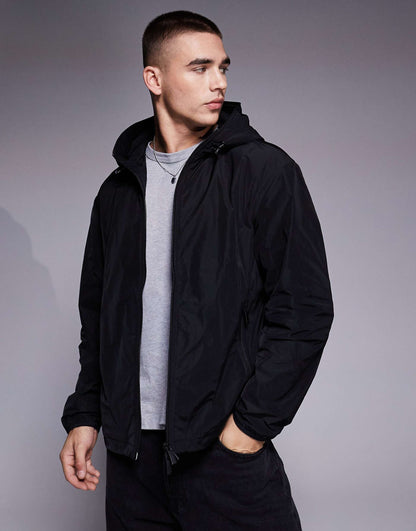 Hooded Windbreaker Jacket With Logo