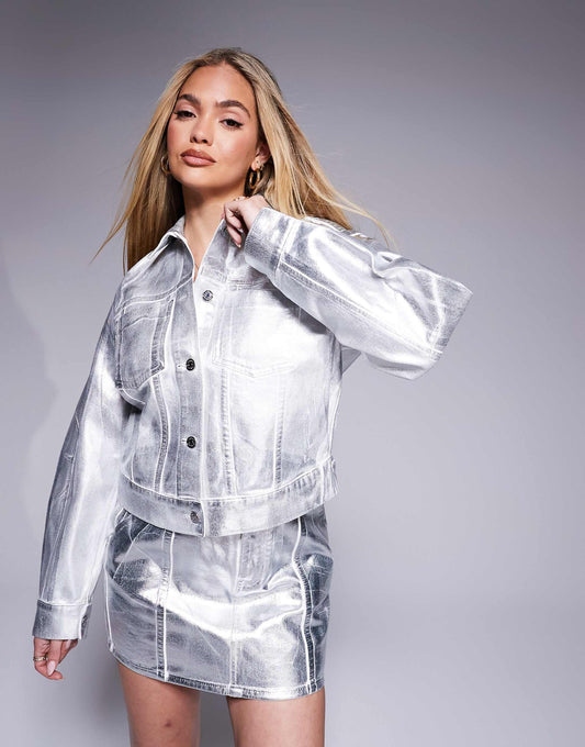 Metallic Coated Jacket Co-Ord