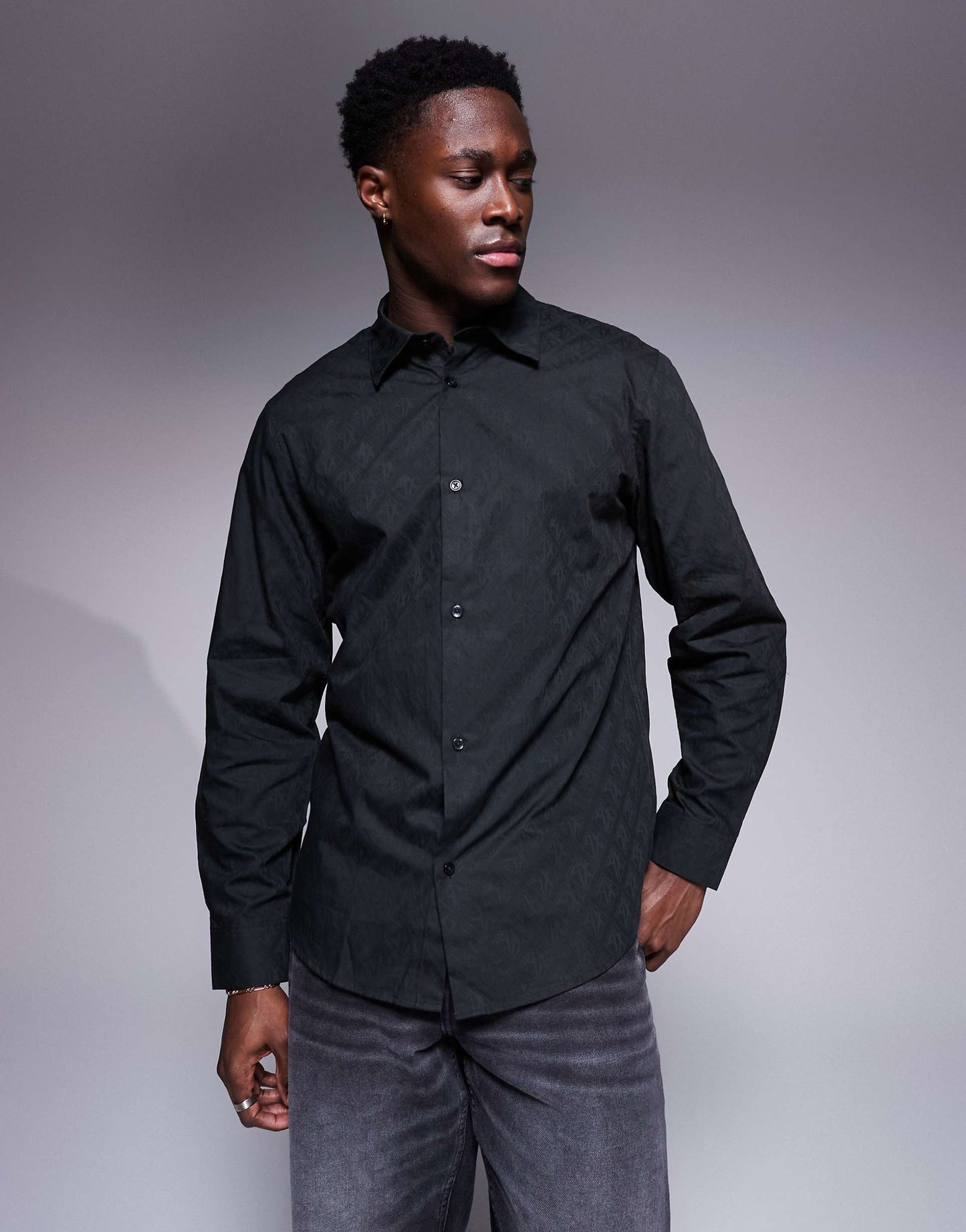 Shirt With All Over Logo Print