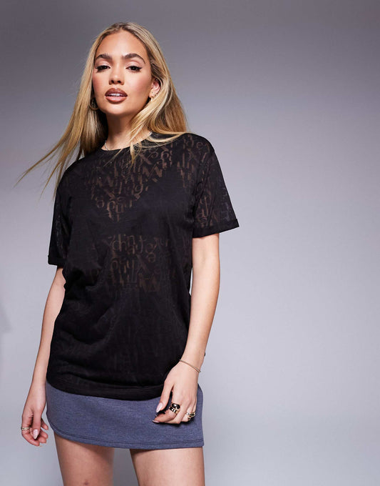 Mesh T-Shirt With Logo Print