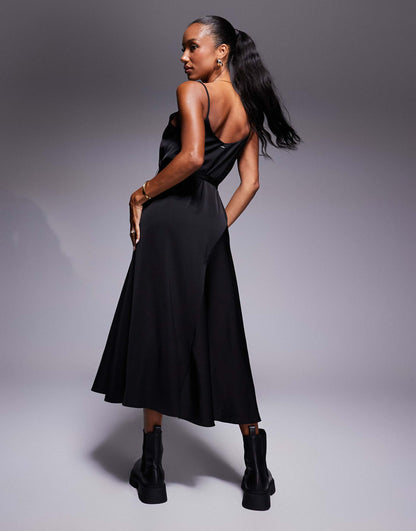 Belted A-Line Midi Dress