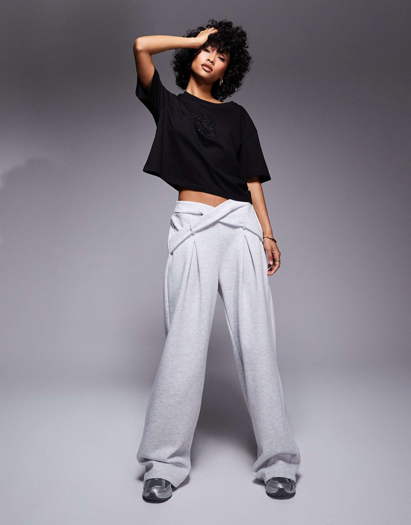 Cropped T-Shirt With Embellished Logo