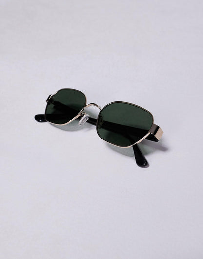 Metal Angular Square Sunglasses With G15 Lens