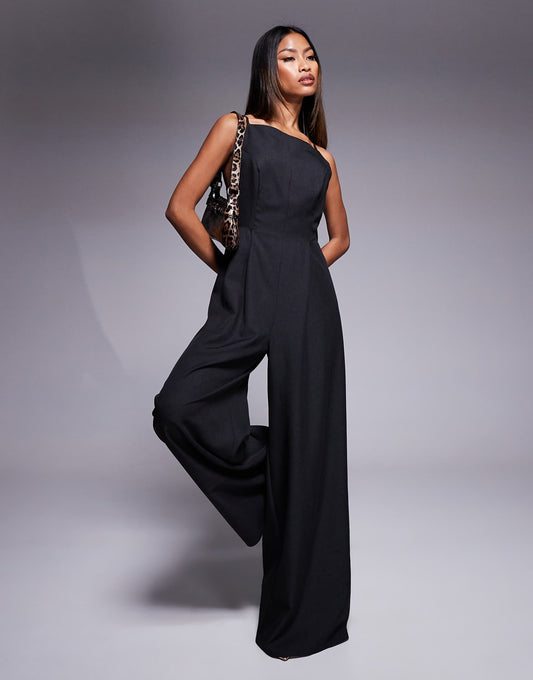High Neck Structured Jumpsuit With Side Splits