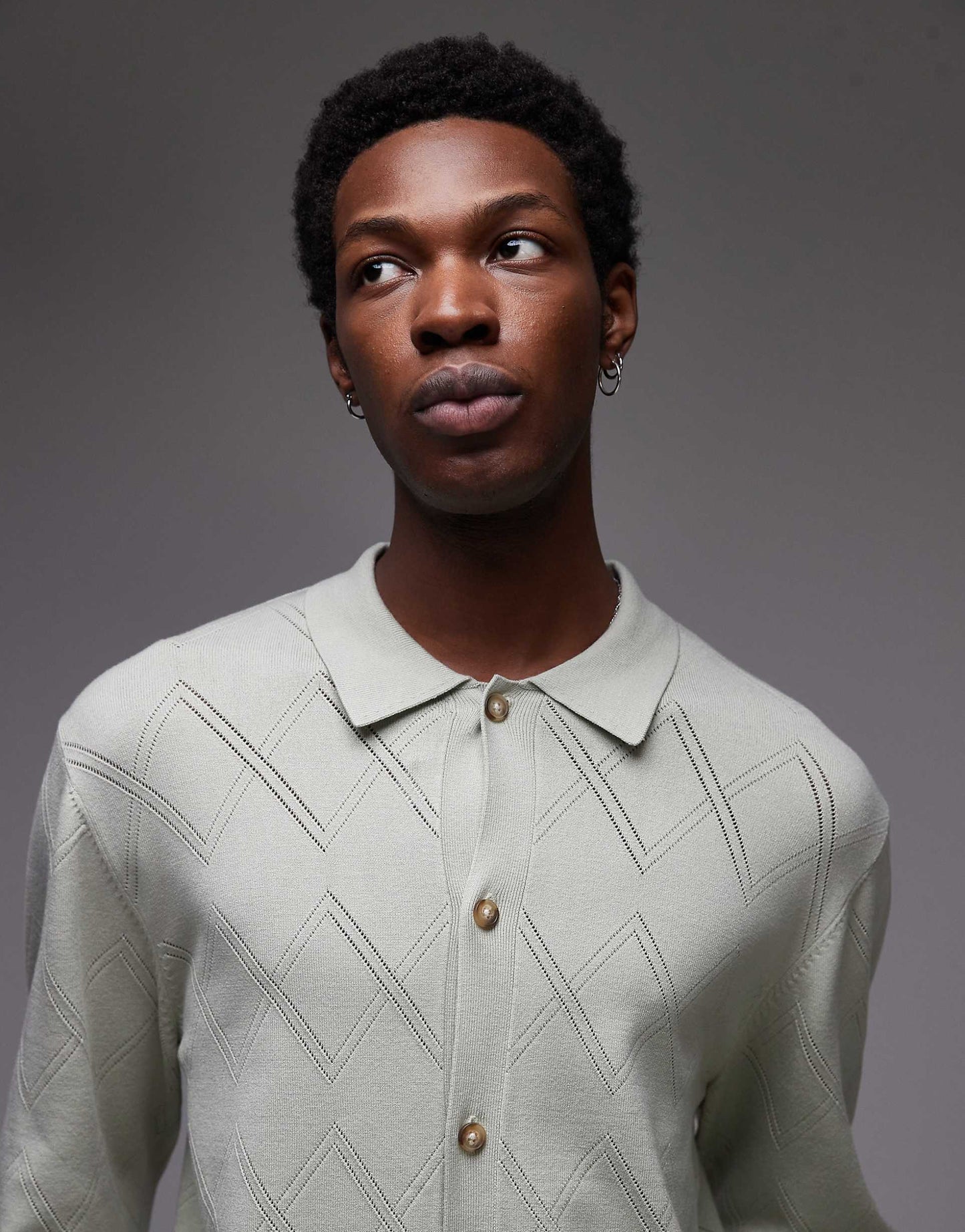 Long Sleeve Knitted Pattern Crochet Shirt