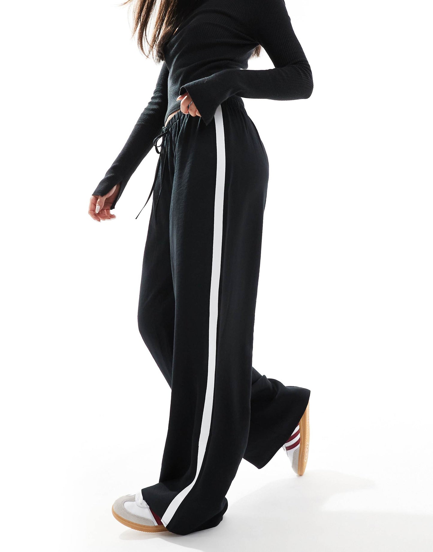 Contrast Stripe Wide Leg Trouser