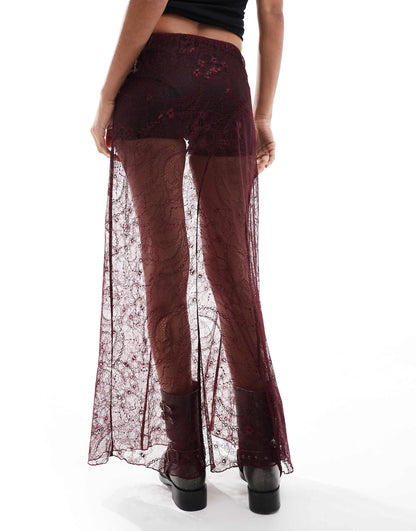 Lace Seam Detail Maxi Skirt