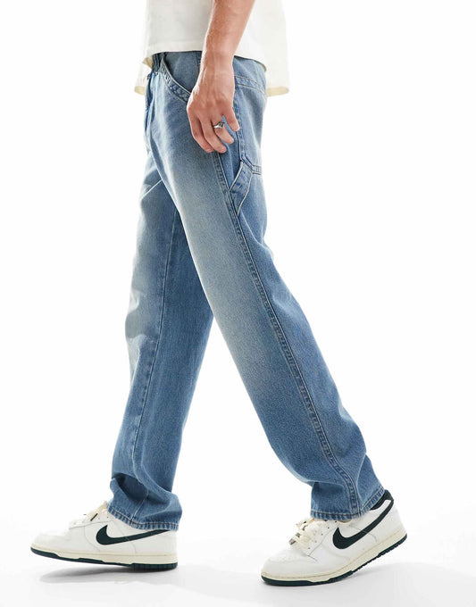 Straight Leg Jeans With Carpenter Details