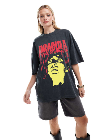 Oversized Tee With Dracula Graphic