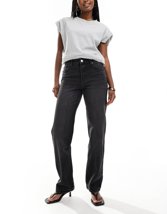 Mid Rise Straight Leg Jeans