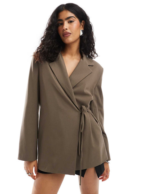 Tie Front Oversized Blazer