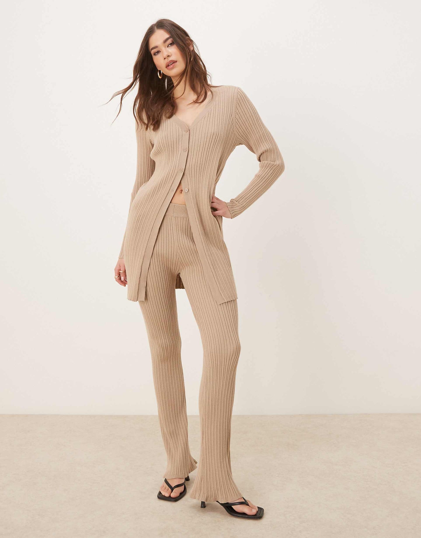 Longline Ribbed Cardigan Co-Ord