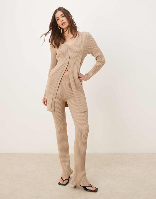 Longline Ribbed Cardigan Co-Ord