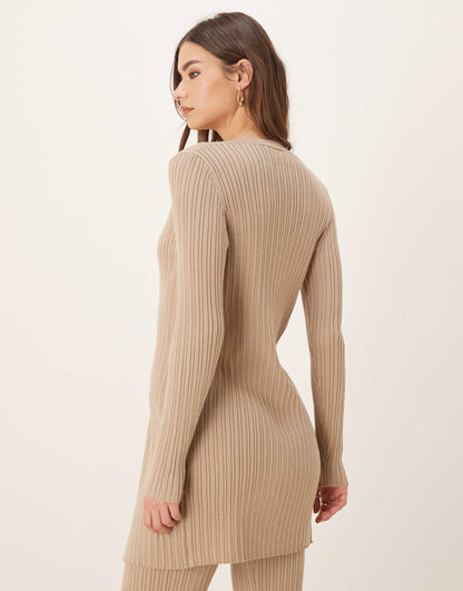 Longline Ribbed Cardigan Co-Ord