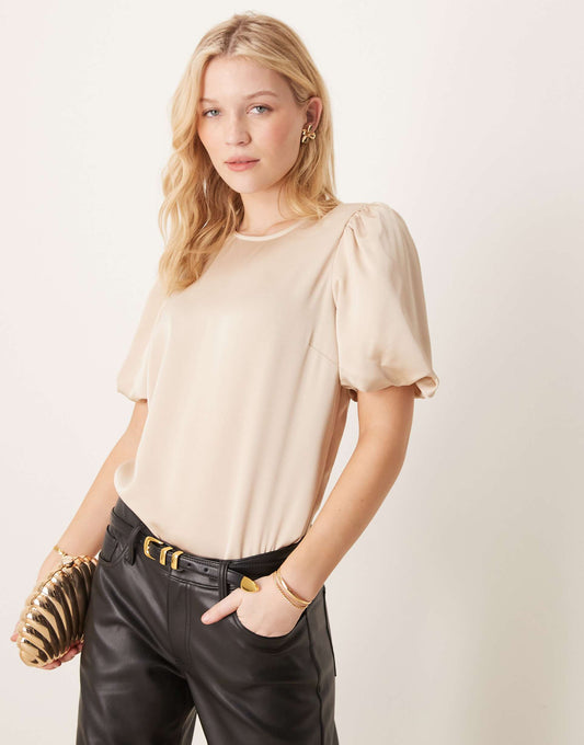 Satin Short Sleeve Top