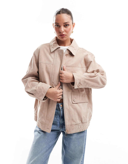 Real Suede Oversized Bomber
