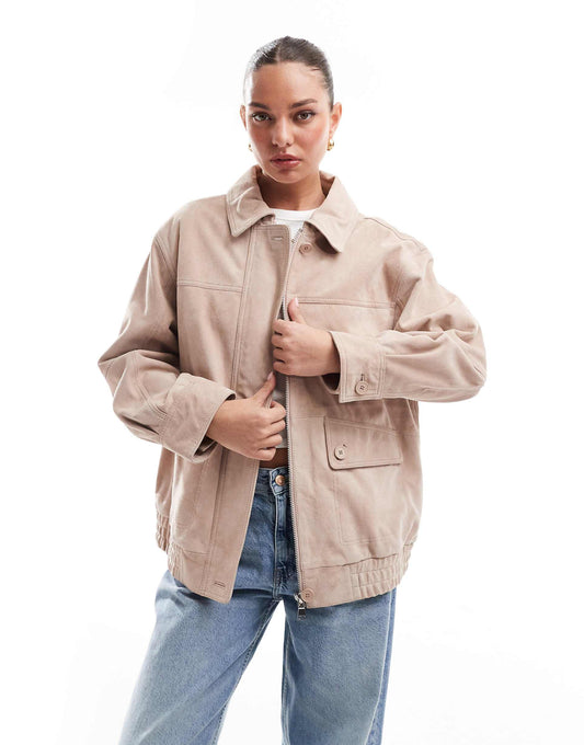Real Suede Oversized Bomber