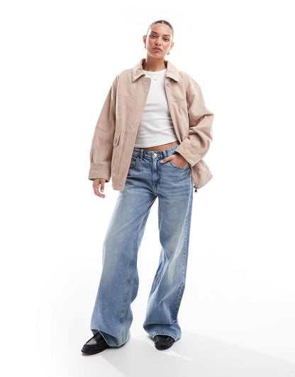 Real Suede Oversized Bomber