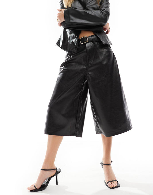 Faux Leather Jorts