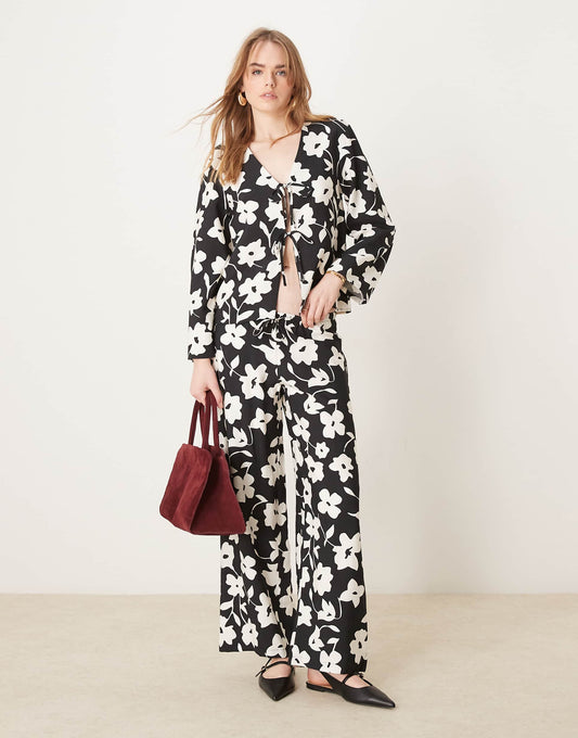 Wide Leg Trouser Co-Ord With Floral Print