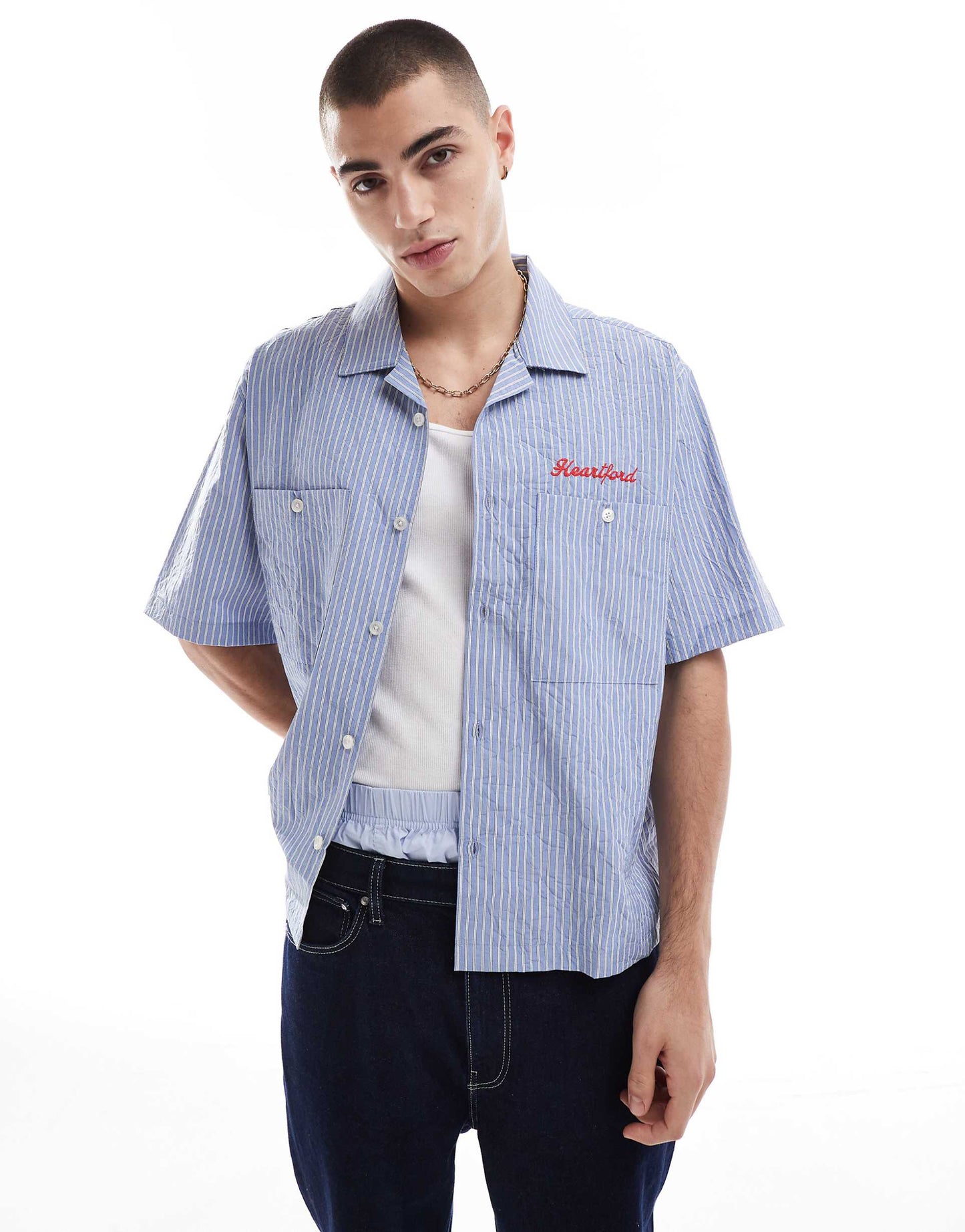 Back Embroidery Striped Shirt