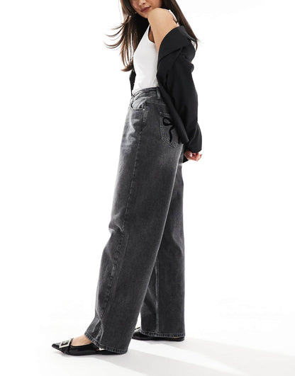 Flocked Bow Pocket Baggy Jean