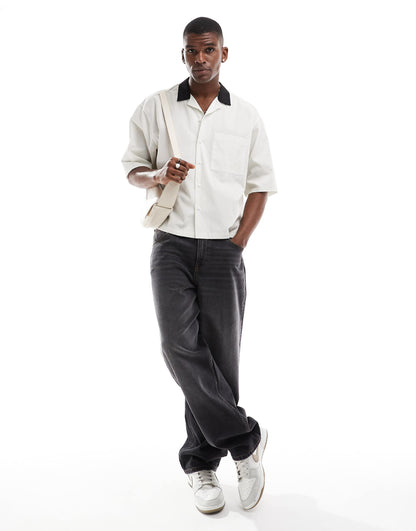 Oversized Boxy Shirt With Motorsports Back Print