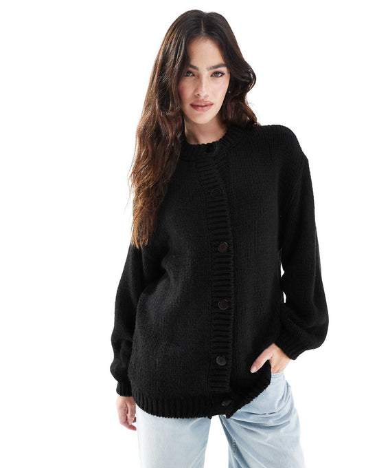 Knitted Crew Neck Shacket Cardigan