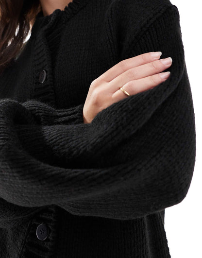 Knitted Crew Neck Shacket Cardigan