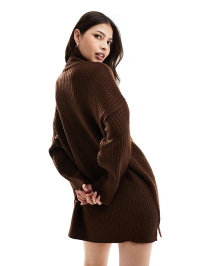 High Neck Knitted Mini Dress