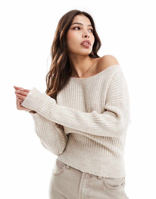 Off The Shoulder Knitted Jumper