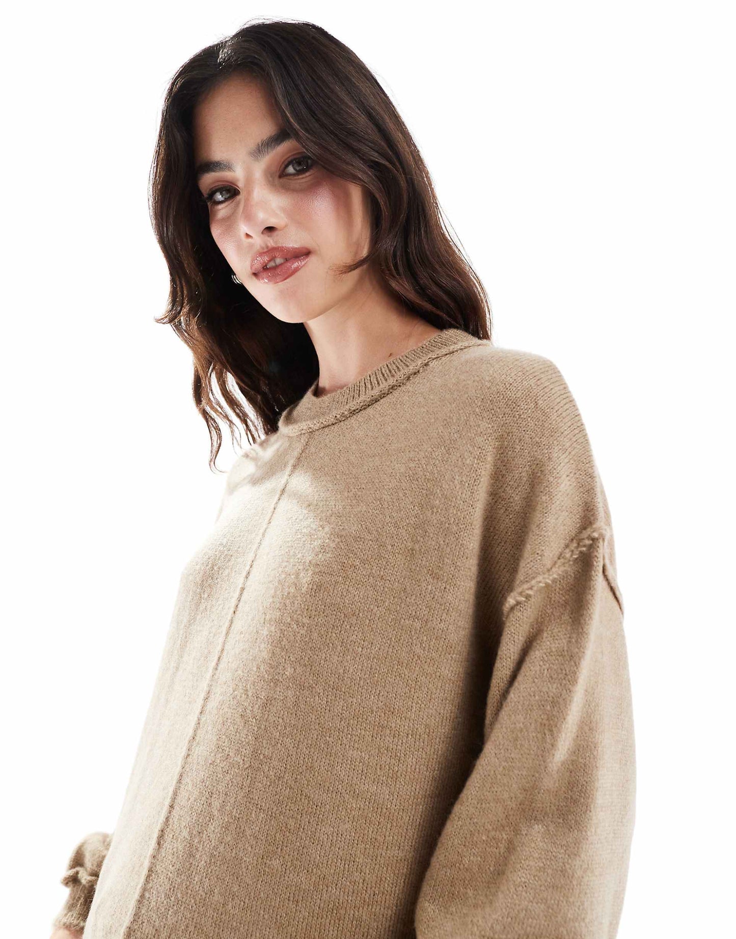 Fluffy Knitted Jumper With Exposed Seams