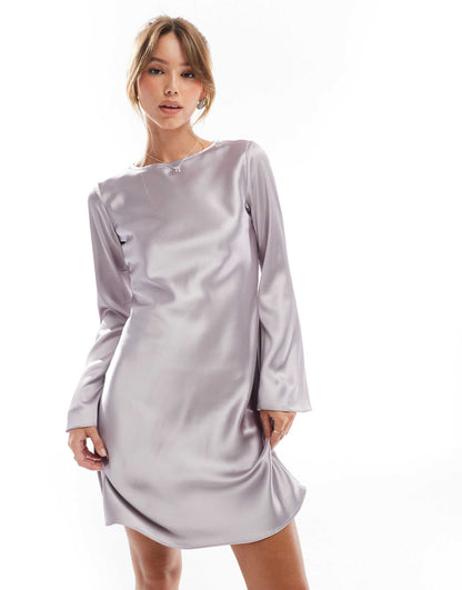 Flared-Sleeve Mini-Dress