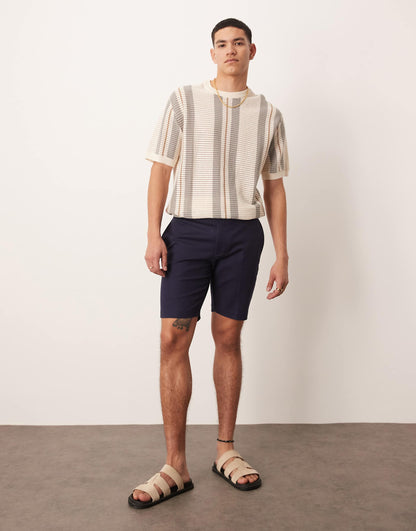 Smart Slim Fit Chino Shorts With Mitred Tab