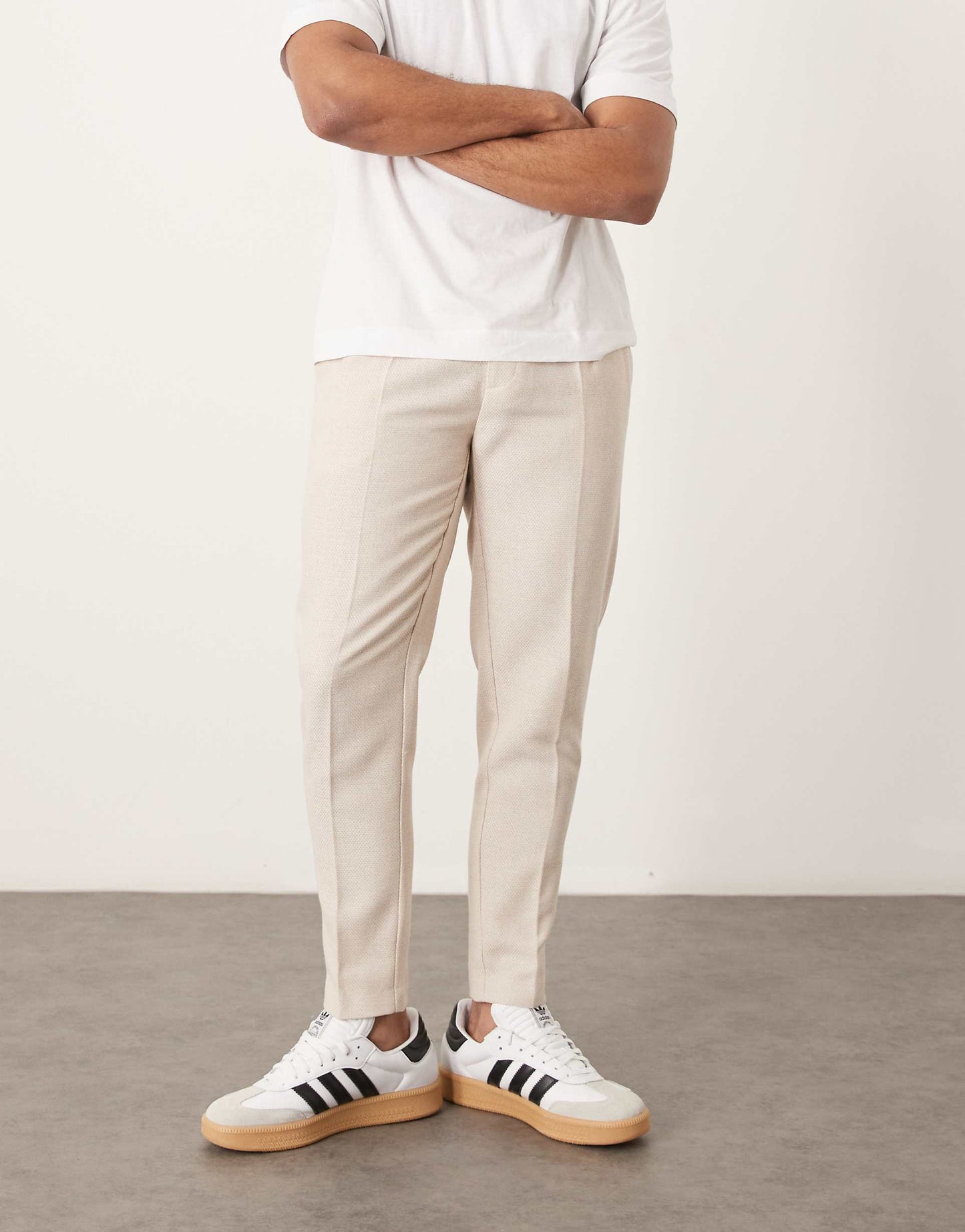 Smart Tapered Fit Wool Mix Trousers With Front Pleat