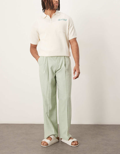 Smart Wide Leg Micro Texture Trousers