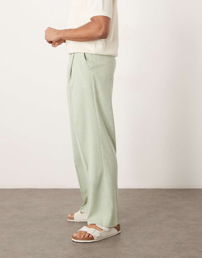 Smart Wide Leg Micro Texture Trousers